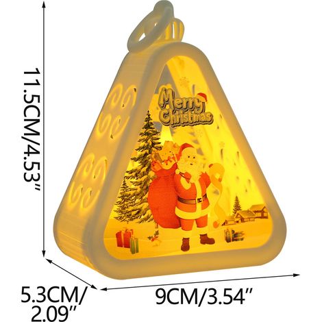 Lampe De Veilleuse De Noël - Design Triangulaire Avec Scène Festive - Pour Fenêtre Bureau Ou Intérieur - 1 Pièce (1/5)