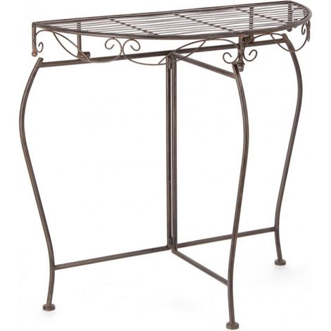Tavolo "Melanie" marrone in acciaio -Consolle 75x36x75 (1/5)