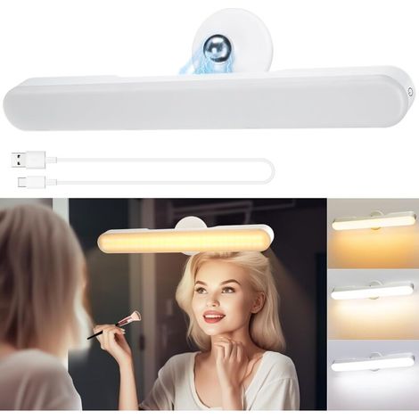 Drahtlose LED-Schminkspiegel-Lampe für Spiegel, wiederaufladbar mit 4000 mAh Akku, Schminklampe mit Klebebefestigung, drehbar um 360°, abnehmbar und tragbar