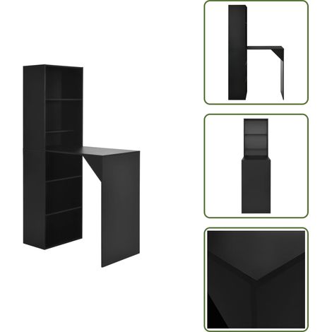 Bartisch mit Schrank Schwarz 115x59x200 cm - Esstisch - Bartisch - Kücheninsel - Wohnzimmertisch - Hochstuhl (1/5)