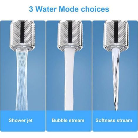 1 Mousseur universel, 3 modes écoulement, articulation 360°, laiton, robinets cuisine 20mm 22mm 24mm (1/3)