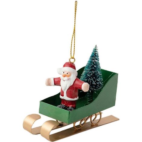 Décoration de Noël : traîneau décoratif à suspendre au sapin, à suspendre au pied du sapin ou à décorer une étagère ou une table.-Green (1/5)