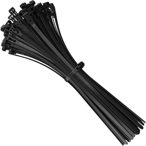 100 Pièces Collier De Serrage Noir Plastique Réutilisables, 300mm X 7.6mm, Serre Câbles Nylon (1/4)