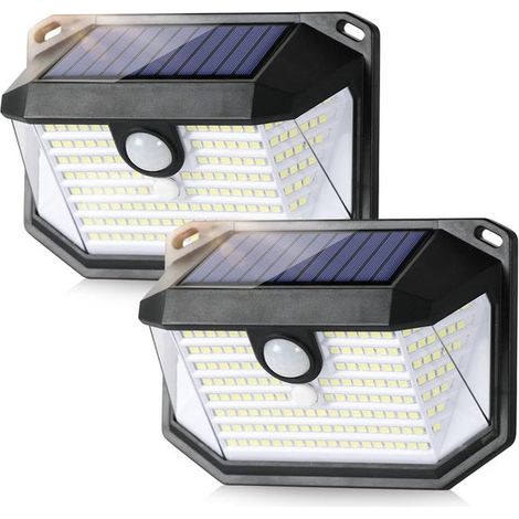 Solar Außenleuchten mit Bewegungsmelder, IP65 wasserdicht, LED Flutlicht, Sicherheitswandleuchte, Wandleuchte für Balkon, Garten, Garage, Schwarz (1/5)