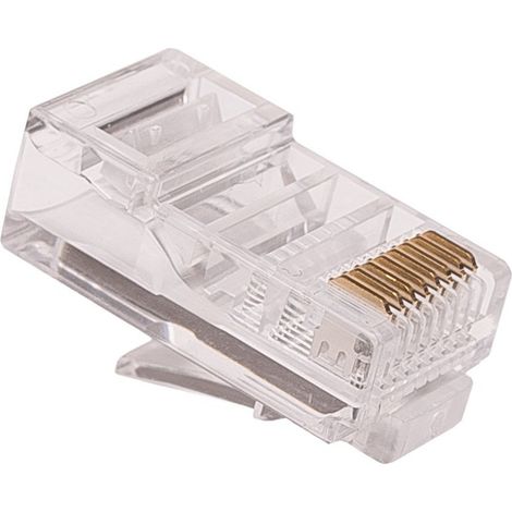 Conector RJ45 categoría 6 UTP, para cable redondo, paquete de 100 unidades. (1/3)