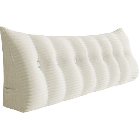 Coussin de lecture triangulaire 200cm – Soutien dorsal ergonomique – Housse en velours côtelé – Pour canapé et lit – Vercart