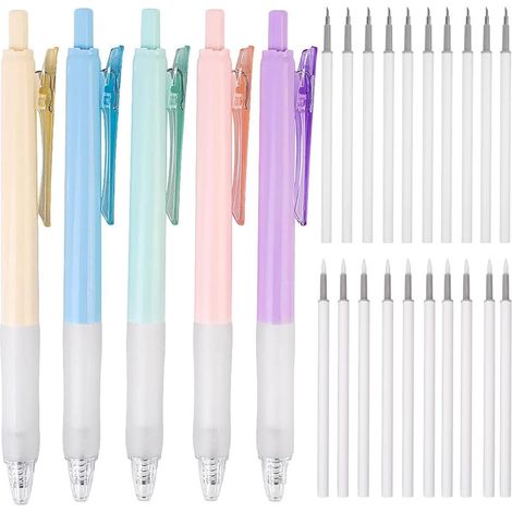 Lot de 5 stylos à couteaux rétractables Crayon Cutter Stylo avec Lame Céramique Cutter Craft Pen pour travaux manuels, découpe de papier, scrapbooking 20 lames de rechange (1/5)