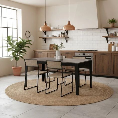 Moon, Tavolo allungabile con top in Melaminico Marmo antracite (80cm X 130/290cm H. 76cm) Made in Italy  Duzzle (1/5)
