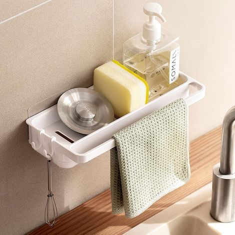 Selbstklebender Schwammhalter für die Küchenspüle – Rostfreies ABS-Material – Einfache, bohrfreie Montage – Praktische Aufbewahrung (1/5)