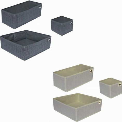 TRADE SHOP - Set 3 Pezzi Contenitore Scatola Organizer Salvaspazio Per Cassetti Armadi 59456 -