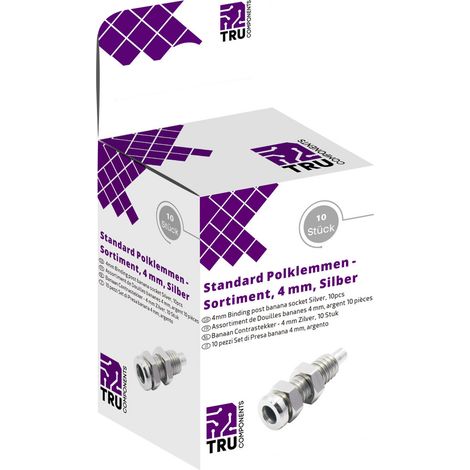 TRU COMPONENTS Laborsteckverbinder-Sortiment Buchse, Einbau vertikal Silber 10 St. (1/3)