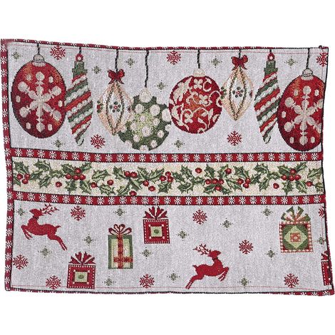 Placemat De Noel - En Lin - Pour Decoration De Table Familiale - Motif Noel - Lot De 4