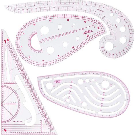 BRAVIX Couture Règle 4 Pièces Règle Métrique Règle de Courbe pour la Couture Modèle de Dessin Outil Sur Mesure pour Vêtements de Bricolage