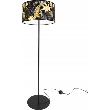 ELEGANTE LAMPADA DA TERRA, PARALUME A FIORE DORATO, LED