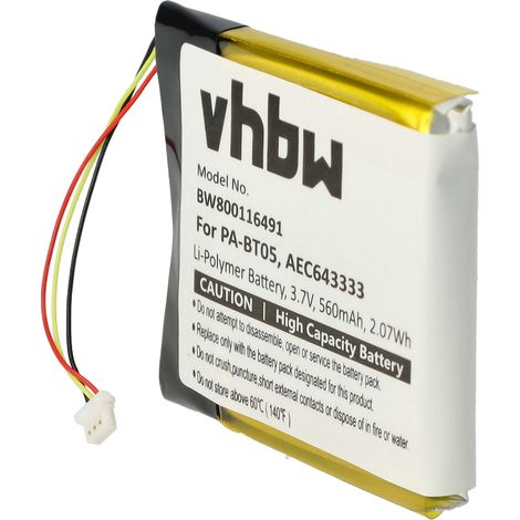 vhbw Akku kompatibel mit Beats Studio 2,0, 2 B0500, 2 B0501, 3.0 Wireless Headset Kopfhörer (560mAh, 3,7V, Li-Polymer)
