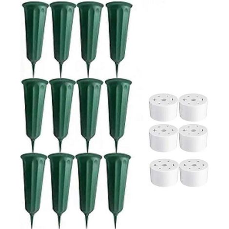 Lot de 12 vases funéraires à pointes, vases commémoratifs floraux verts (1/5)