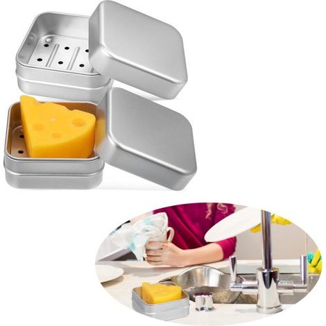 Jabonera, Caja de jabón, Jabonera pequeña, Jabonera de ducha, Jabonera portátil, 797938 mm, Jabonera, Caja para pastilla de champú, 2 piezas (1/5)