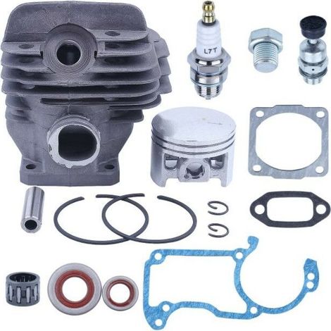 Compatible con pistón y cilindro de la serie 026 MS260. Pistón de 44,7 mm + cilindro + juntas + válvula de descompresión + bujía. Kit de accesorios para motosierra 16 en 1.