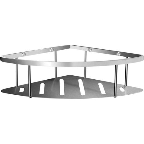 AGE Étagère de baignoire pour receveur de douche de salle de bain Support d'étagère d'angle mural (acier inoxydable (brossé), 1 niveau) (1/5)