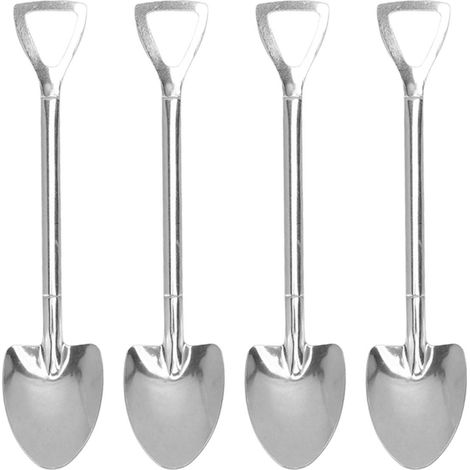 Cuillère Pelle Mignonne en Acier Inoxydable pour Desserts - Matériau Alimentaire Réutilisable, Idéal pour Café Maison, Cuillère à Gâteau à 4 Pointes