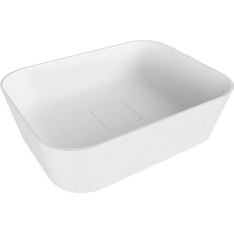 Vasque à poser BANERA SQUARE, marbre coulé, 50x36cm, blanc mat (1/4)