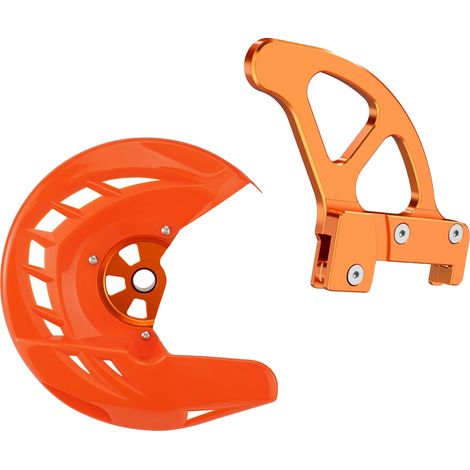 Protezione per disco freno, in alluminio resistente, facile installazione, kit arancione (1/2)