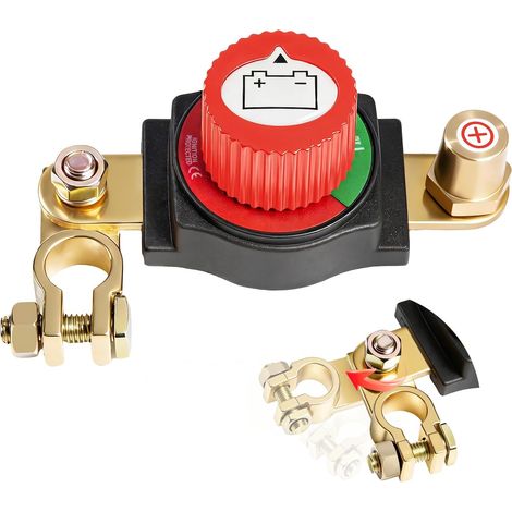 Batterie de disjoncteur 12V - 24V, interrupteur d'ouverture en laiton étanche réglable à 180 °, max 300A, bouton antivol anti - décharge pour voitures, camions, bateaux, motos (1/5)