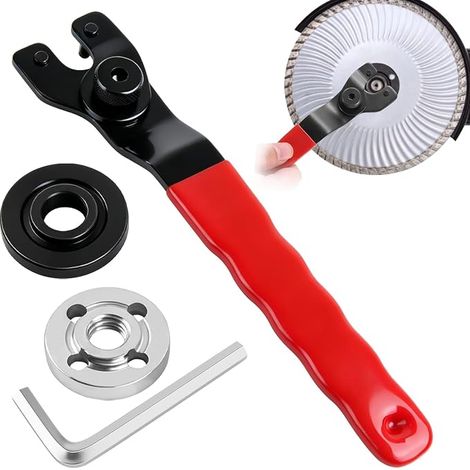 Universal Adjustable Angle Grinder Pin Wrench 10-40mm Socket Wrench Adjustable Wrench with Allen Wrench and 2 Flanges (1/5)