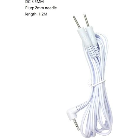 5er-Pack 3,5-mm-DC-Elektrodenkabel für TENS/EMS-Geräte, 2-polige Kabel, Standard-3,5-mm-Stecker, wiederverwendbarer 2-mm-Stecker  03684-AquaForge