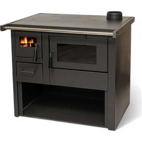 Stufa cucina a legna con forno in acciaio 7 Kw A+ con uscita fumi lato destro 85xH87x59 cm (1/5)