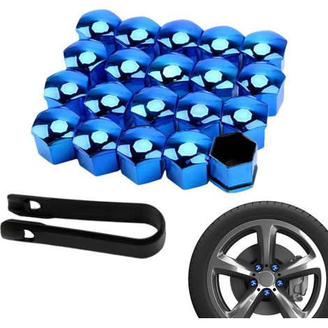 Bouchons d'écrou de pneu de voiture, capuchons d'écrou pour pneus  Cache-écrous de roue Cache-boulon - Couvercles d'écrous de pneu avec outil de retrait, cache-poussière de remplacement, 17mm 19mm 21