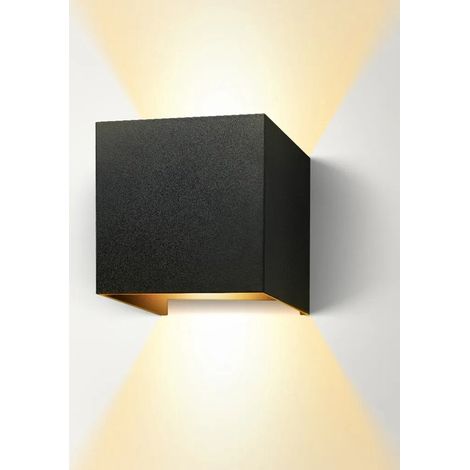 Lampada da parete monoblocco per interni ed esterni, lampada da parete moderna a LED impermeabile da 12W, angolo del fascio luminoso regolabile, luce calda, lampada da esterno nera (1/5)