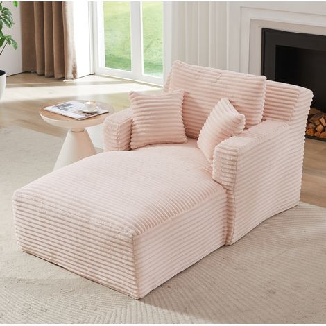Canapé convertible en velours côtelé rose, chaiselongue relax sans montage (1/5)