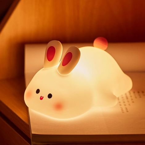 Veilleuse tactile pour bébé, lampe lapin rechargeable, veilleuse LED portable pour chambre d'enfant, idéale pour les filles et les garçons. (1/5)