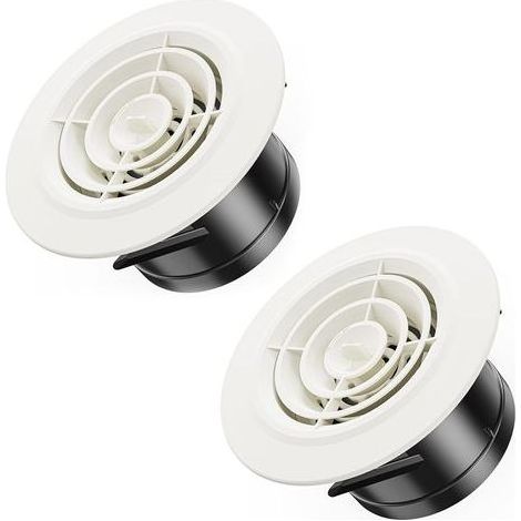 Lot de 2 Blanc grilles d'aération rondes réglables avec filet anti-insectes en plastique - 100 mm - Grille d'aération ronde en ABS - Pour salle de bain, plafond, mur, cuisine