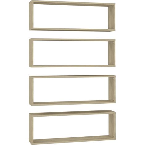 Étagères cube murales 4 pcs,Étagère flottante Chêne sonoma 80x15x26,5 cm CFW61786 (1/5)