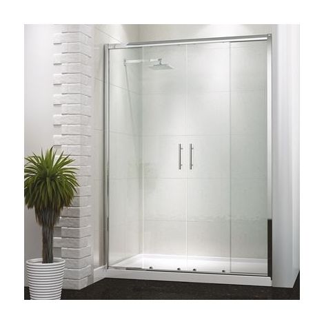 Bleu Designer Sliding Chrome Shower Door, Tray & Waste Set 1000 x 800mm En-Suite (1/2)