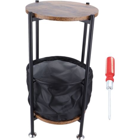 Table d'appoint ronde en fer avec panier de rangement en tissu, design moderne pour salon ou chambre, structure durable et antirayures, 59x33cm (1/5)