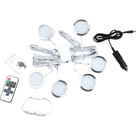 Lot de 6 spots LED encastrés 12 V, blanc 6000 K, 240 lm, dimmables, pour intérieur de camping-car, caravane ou fourgon aménagé VW T4/T5. (1/5)