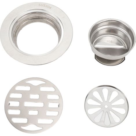 Siphon de sol rond 3,9 pouces en acier inoxydable, anti-odeurs, à haut débit et antidérapant, kit de siphon de douche pour tuyau de 75 mm, salle de bain/hôtel (1/5)