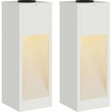 Lote de 2 lámparas de camino solares modernas diseño elegante 18 x 18 x 50 cm de acero blanco 020052525 (1/5)