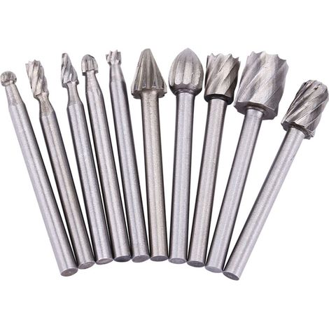 Juego de 10 muelas abrasivas de acero de alta velocidad para tornos de metal y fresadoras rotativas para trabajar la madera --Crezuo