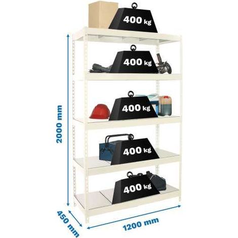 Estanteria 2000x1200x450 ECOFORTE 1204/5 METAL BLANCO/GALVA marca SIMONRACK (1/2)