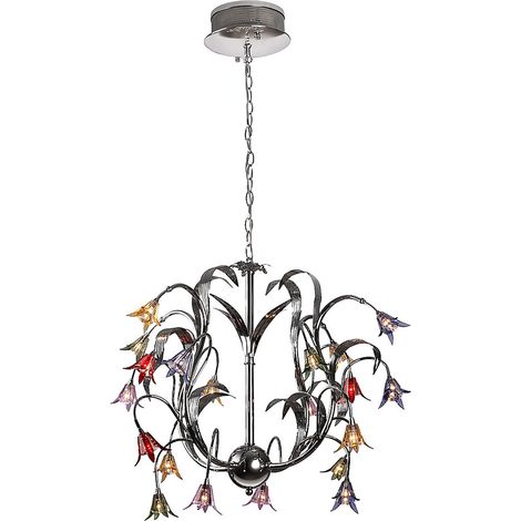Suspension Hawai argent fleurs multicolores 20xG4 4W LP (1/4)