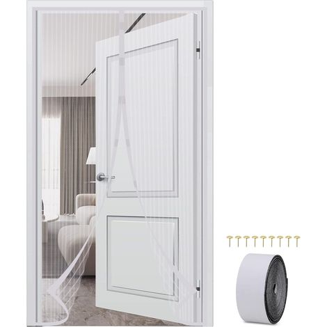 Rideau de Porte Magnétique Moustiquaire Porte de Porte Anti-moustique Porte Moustiquaire Rideau Moustiquaire Fermeture Automatique pour Porte De Salon Balcon Couloir Blanc 80x210cm