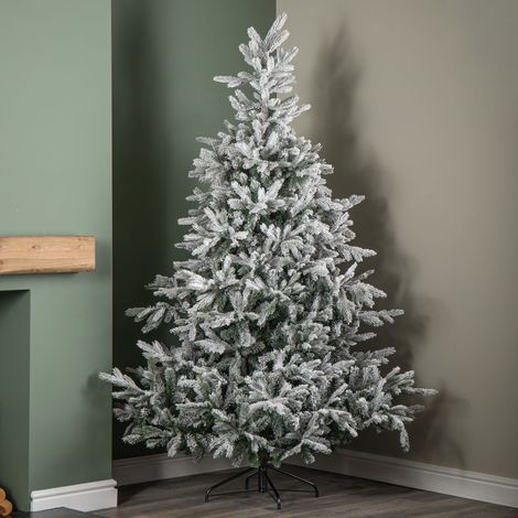 7ft (2.1m) Snowy Grandis Fir Artificial Christmas Tree with 2326 Tips & Metal Stand (1/5)