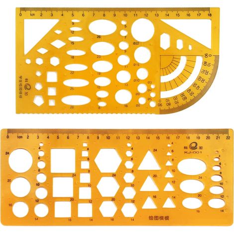 2 Pièces Modèles De Mesure, Règle Géométrique Gamme Circles Gabarit Modèle Gabarit Règle Outil Mesure L'outil Scolaire Règles de Cercle en Plastique et Carré pour le Dessin au Bureau et à l'école (1/5)