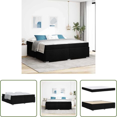 vidaXL Bettgestell - Bettrahmen mit Matratze Schwarz 200 x 200 cm Stoff (1/5)