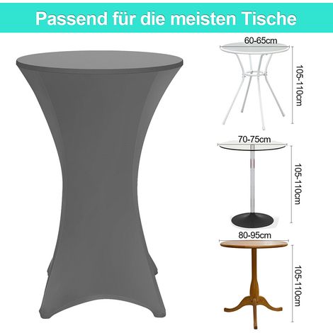 Randaco 2× Stehtischhusse Stretch Grau Ø 70x110 cm – Elastischer Bistrotisch Überzug für Events