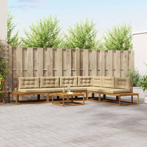 Outdoor-Sofagarnitur 7 Stück Natur und Beige